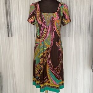 Beige by ECI Colorful Patterned Women's Stretchy Dress Size 4